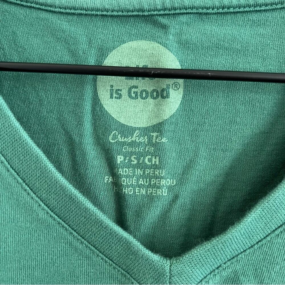 Life Is Good Thankful and Grateful Long Sleeve Green Shirt Top 100% Cotton Small - Picture 3 of 7